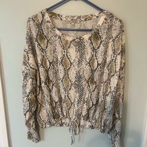 Express Snake Print Blouse - Green and Gray